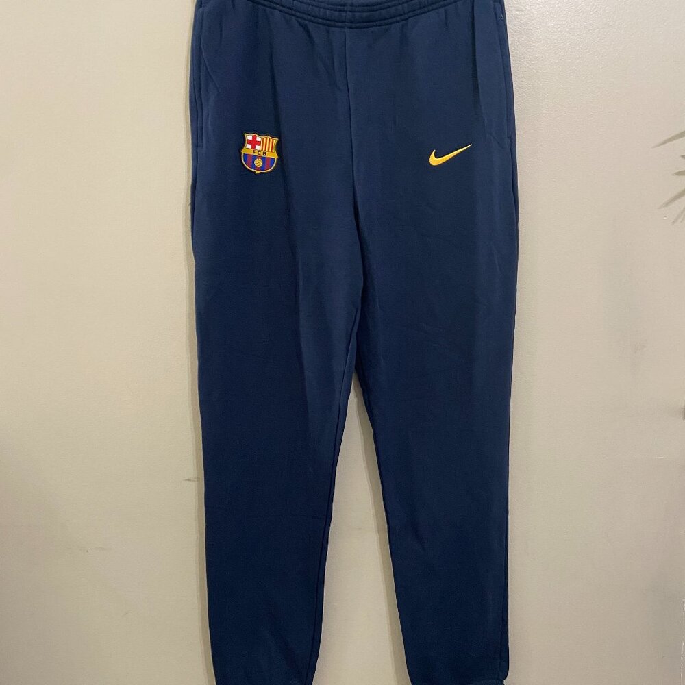 Nike FC Barcelona French Terry Soccer Sweatpants Navy CW0571-452 Men Size L NEW